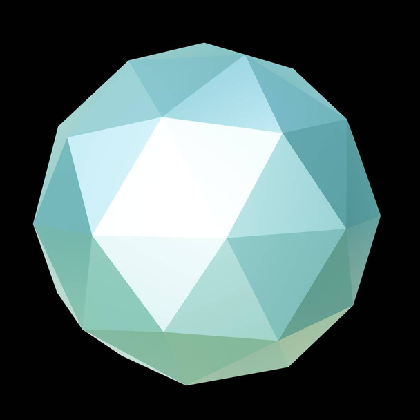 Kék és zöld pasztell geometrikus érc, alacsony poli. 3D-s renderelés. Dekorációs labda. - Fotó, kép