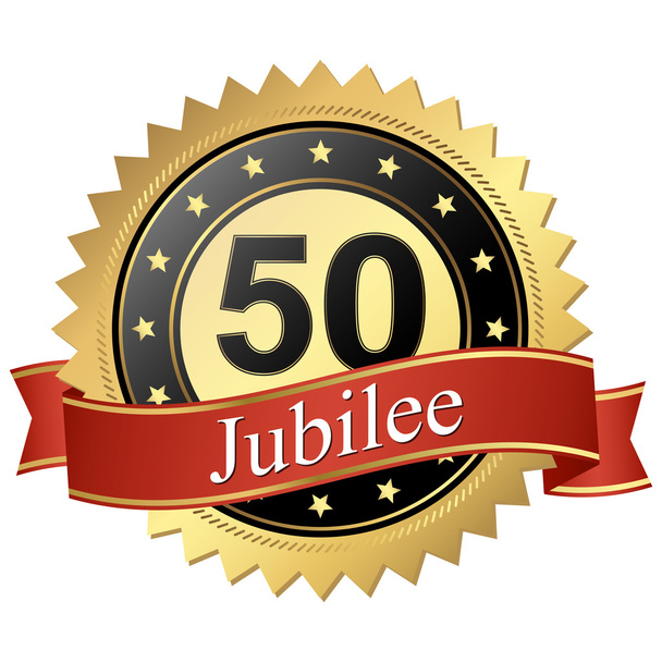 El botón Jubileo con las pancartas - 50 años
 - Vector, imagen
