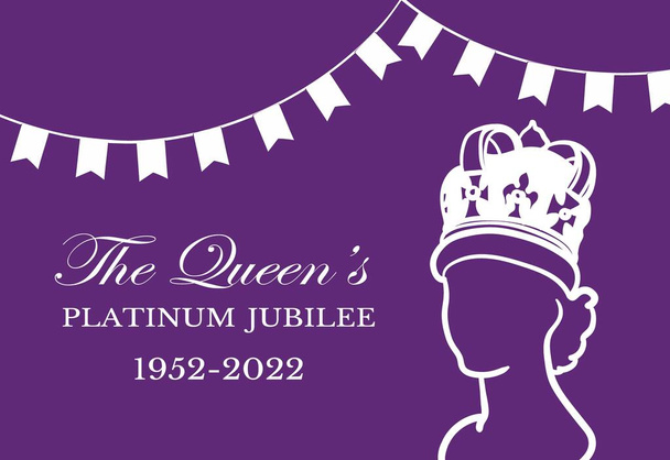 De Queens Platinum Jubileum viering poster achtergrond met silhouet van Koningin Elizabeth - Vector, afbeelding