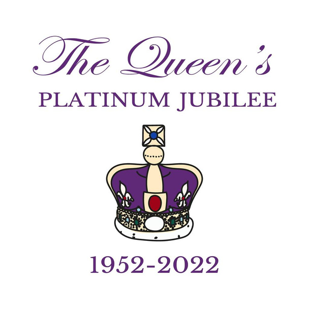 The Queens Platinum Jubilee crown celebration poster of Queen Elizabeth - Vector, Image