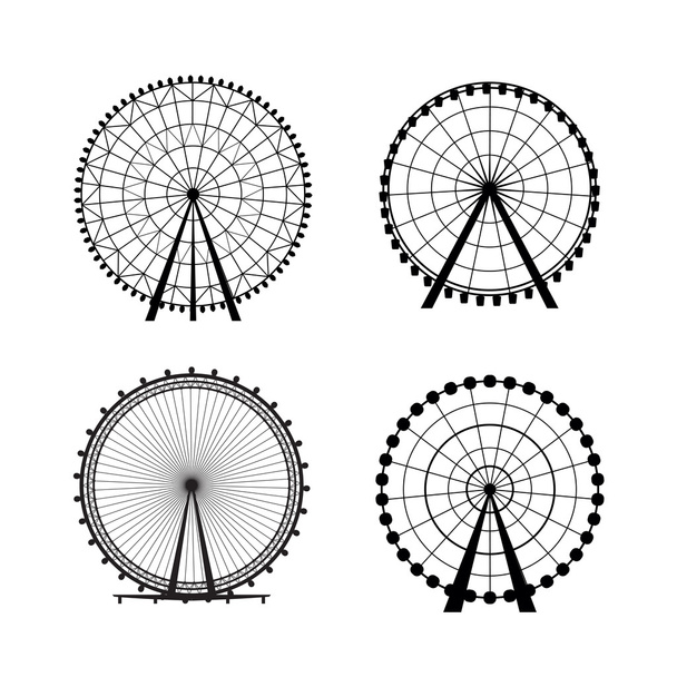 Ferris Rueda del parque de atracciones, silueta vectorial
 - Vector, imagen