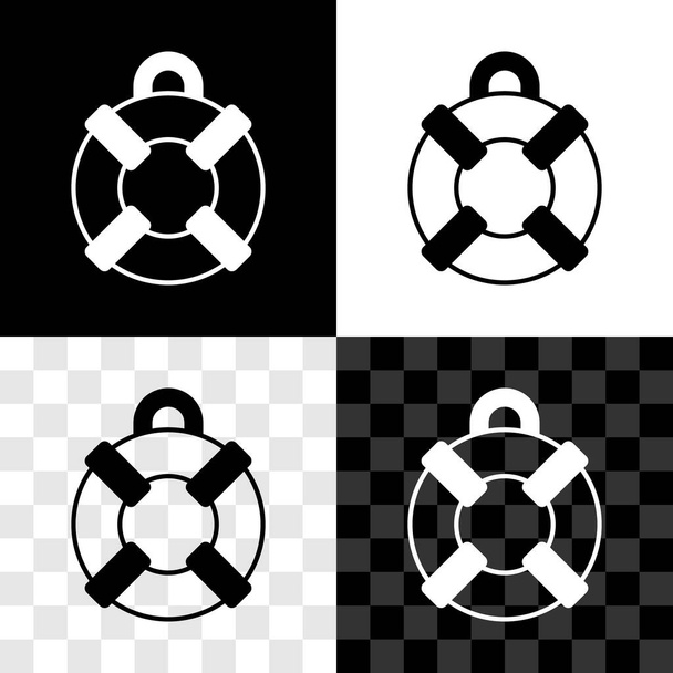 Set Lifebuoy icon isolated on black and white, transparent background. Lifebelt symbol. Vector - Vector, Image