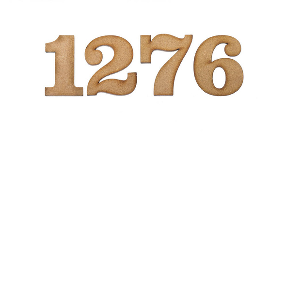 Number 1276 - Piece of wood isolated on white background - Photo, image
