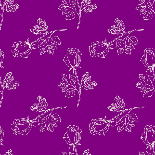 Seamless background in fashionable Velvet Violet color. Botanical formula. - Photo, image