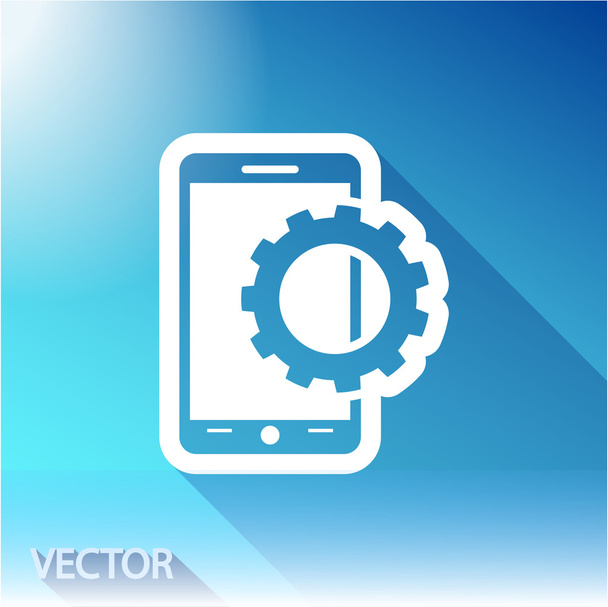 Parameters instellen, mobiele smartphone pictogram op hemelachtergrond - Vector, afbeelding