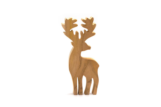 Wooden deer isolated on a white background used for Christmas. - Foto, Bild