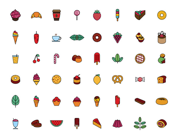 Food icon color set - Vector, Image