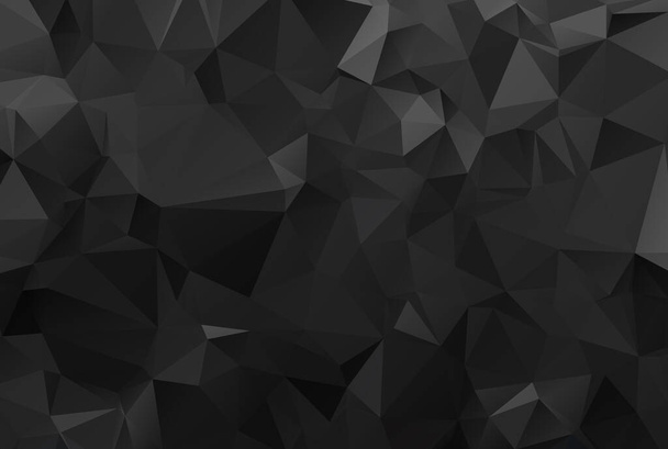 Black background. Abstract triangle black texture. Low poly black pattern illustration. - Vetor, Imagem