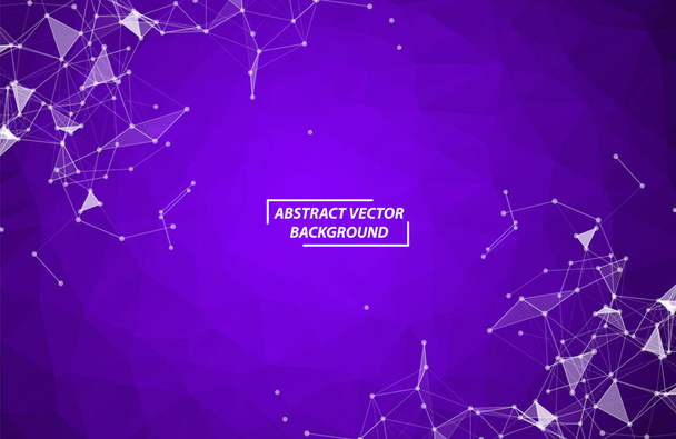 Abstract Purple Polygonal Space Background with Connecting Dots and Lines. Geometric Polygonal background molecule and communication. Concept of science, chemistry, biology, medicine, technology. - ベクター画像