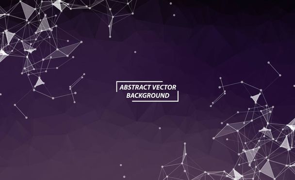 Abstract Purple Polygonal Space Background with Connecting Dots and Lines. Geometric Polygonal background molecule and communication. Concept of science, chemistry, biology, medicine, technology. - Vetor, Imagem