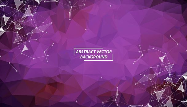 Abstract Purple Polygonal Space Background with Connecting Dots and Lines. Geometric Polygonal background molecule and communication. Concept of science, chemistry, biology, medicine, technology. - ベクター画像