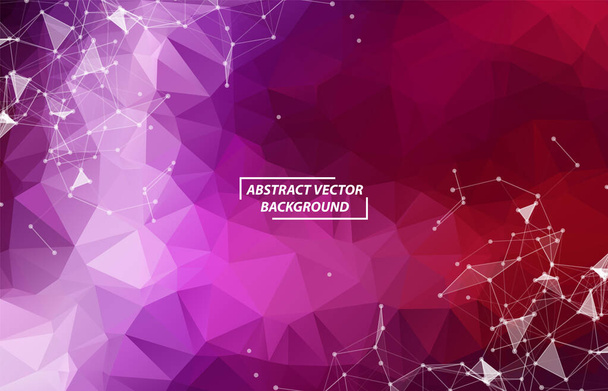 Abstract Purple Polygonal Space Background with Connecting Dots and Lines. Geometric Polygonal background molecule and communication. Concept of science, chemistry, biology, medicine, technology. - Διάνυσμα, εικόνα