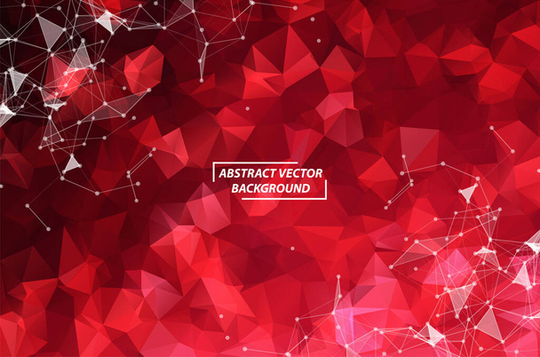 Abstract Red Polygonal Space Background with Connecting Dots and Lines. Geometric Polygonal background molecule and communication. Concept of science, chemistry, biology, medicine, technology. - Vector, Image
