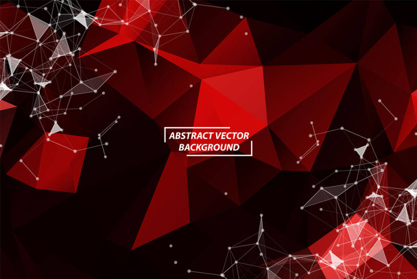 Red Geometric Polygonal background molecule and communication. Connected lines with dots. Minimalism background. Concept of the science, chemistry, biology, medicine, technology. - Vector, Image