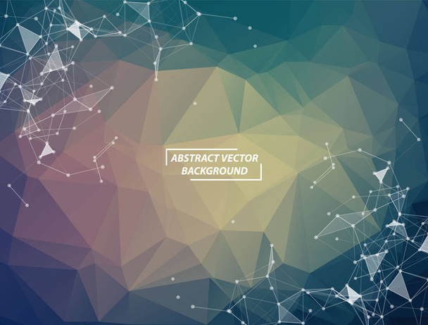 Abstract Vintage Polygonal Space Background with Connecting Dots and Lines. Geometric Polygonal background molecule and communication. Concept of science, chemistry, biology, medicine, technology. - Vettoriali, immagini