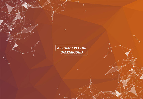 Abstract Brown Orange Polygonal Space Background with Connecting Dots and Lines. Geometric Polygonal background molecule and communication. Concept of science, chemistry, biology, medicine, technology. - Vetor, Imagem