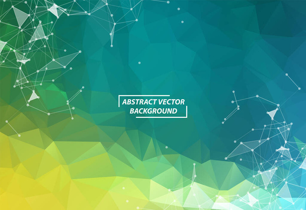 Abstract Blue Green Polygonal Space Background with Connecting Dots and Lines. Geometric Polygonal background molecule and communication. Concept of science, chemistry, biology, medicine, technology. - Vector, imagen