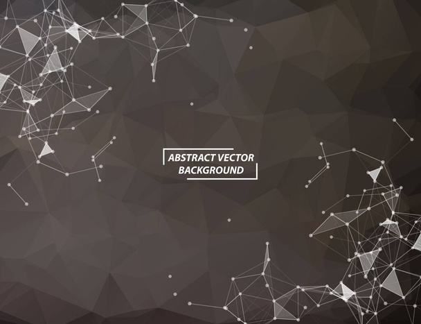 Abstract Dark Polygonal Space Background with Connecting Dots and Lines. Geometric Polygonal background molecule and communication. Concept of science, chemistry, biology, medicine, technology. - Vektor, kép