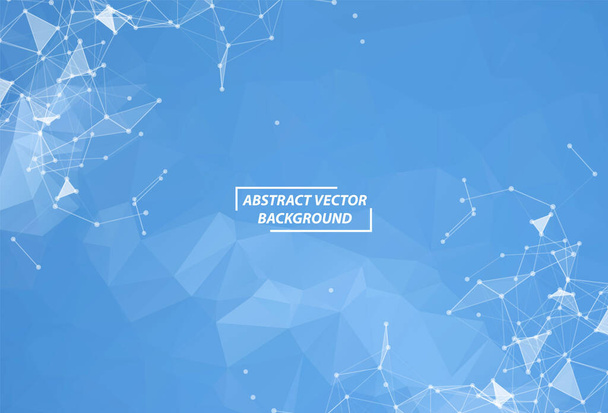 Abstract Dark Blue Polygonal Space Background with Connecting Dots and Lines. Geometric Polygonal background molecule and communication. Concept of science, chemistry, biology, medicine, technology. - Vetor, Imagem