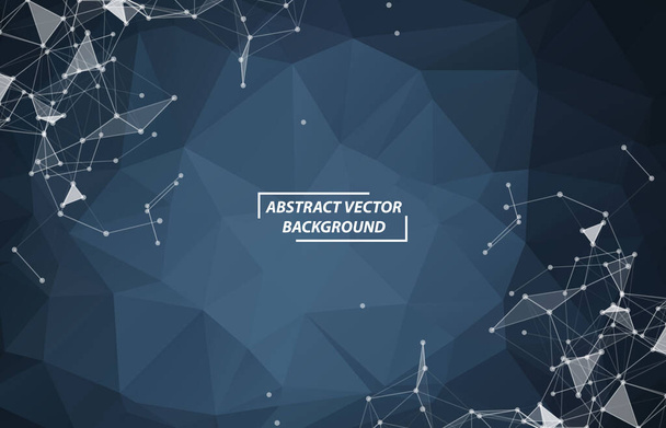 Geometric Blue Polygonal background molecule and communication. Connected lines with dots. Minimalism background. Concept of the science, chemistry, biology, medicine, technology. - Vector, imagen