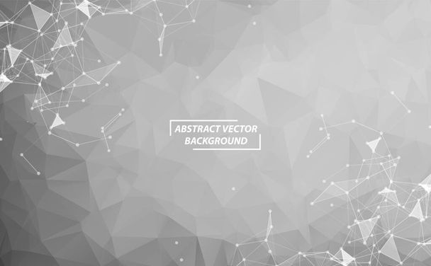 Abstract Dark Gray Polygonal Space Background with Connecting Dots and Lines.  Connection structure. Vector science background. Polygonal vector. Futuristic HUD. - Vecteur, image