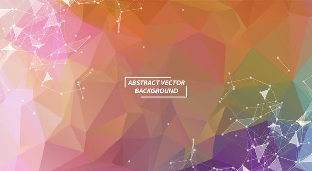 Abstract Dark Colorful Polygonal Space Background with Connecting Dots and Lines.  Connection structure. Vector science. Polygonal vector background. Futuristic HUD. - ベクター画像