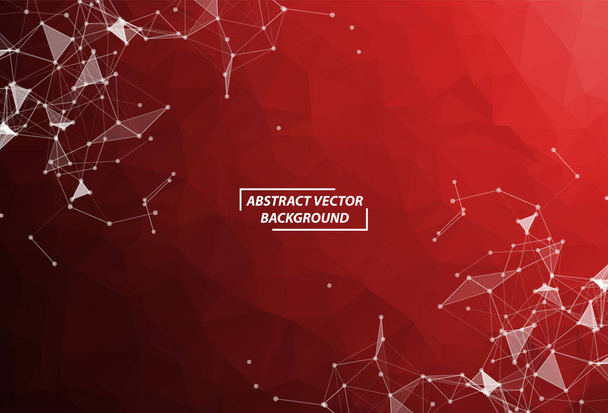 Abstract Red Geometric Polygonal background molecule and communication. Connected lines with dots. Concept of the science, chemistry, biology, medicine, technology. - Vetor, Imagem