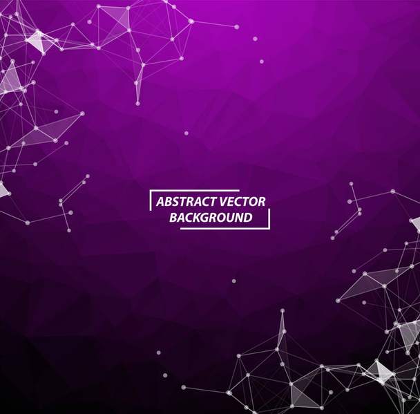 Purple Geometric Polygonal background molecule and communication. Connected lines with dots. Minimalism background. Concept of the science, chemistry, biology, medicine, technology. - Διάνυσμα, εικόνα
