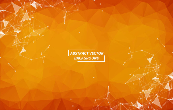 Orange Geometric Polygonal background molecule and communication. Connected lines with dots. Minimalism background. Concept of the science, chemistry, biology, medicine, technology. - Vector, imagen