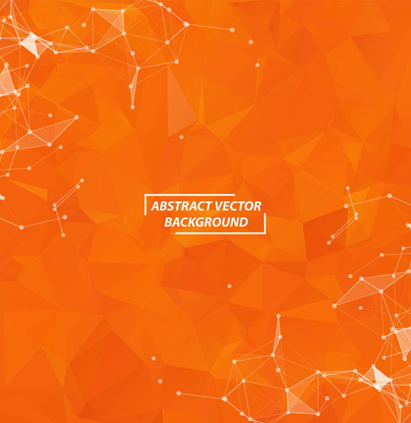 Orange Geometric Polygonal background molecule and communication. Connected lines with dots. Minimalism background. Concept of the science, chemistry, biology, medicine, technology. - Vector, afbeelding