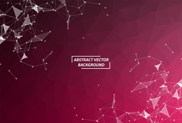 Abstract Red Polygonal Space Background with Connecting Dots and Lines.  Connection structure. Vector science Futuristic HUD background. - Vektör, Görsel