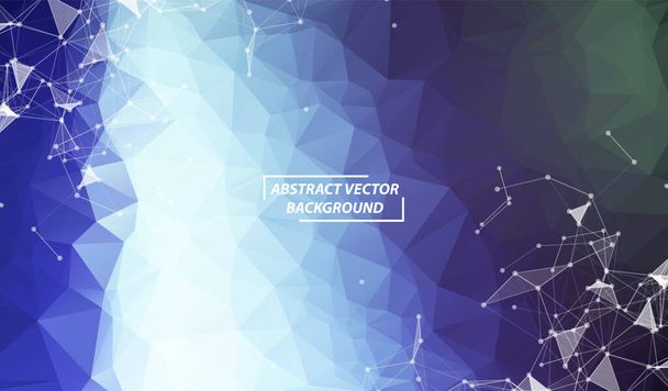 Abstract Dark Blue Polygonal Space Background with Connecting Dots and Lines.  Connection structure. Vector science Futuristic HUD background. - Wektor, obraz