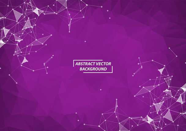 Abstract Purple Polygonal Space Background with Connecting Dots and Lines.  Connection structure. Vector science Futuristic HUD background. - Vector, afbeelding
