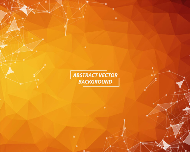 Orange Geometric Polygonal background molecule and communication. Connected lines with dots. Minimalism background. Concept of the science, chemistry, biology, medicine, technology. - Вектор, зображення