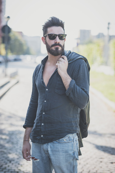 young handsome attractive bearded model man - Photo, Image