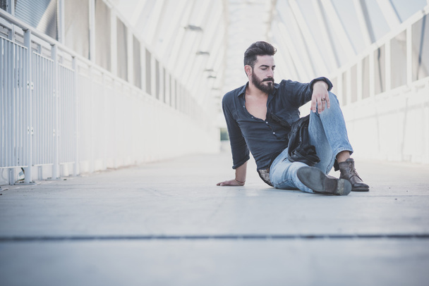 young handsome attractive bearded model man - Photo, Image