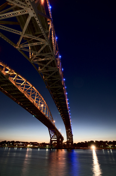 Night Photo Blue Water Bridge - Photo, Image