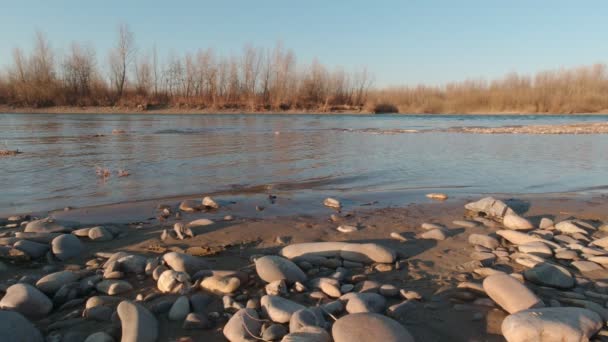 Kövek a folyóparton Lassú mozgás - Felvétel, videó