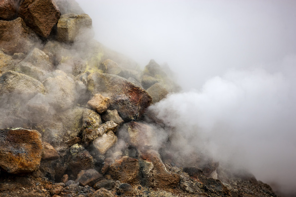 Fumarole palenia w Islandii - Zdjęcie, obraz