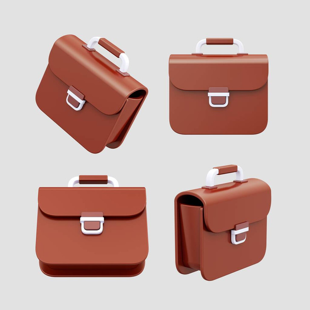 3d icon Business Briefcase isolated on light background. Realistic 3d illustration - Фото, изображение