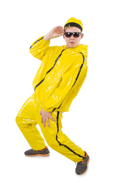 Man in geel pak geïsoleerd op wit - Foto, afbeelding