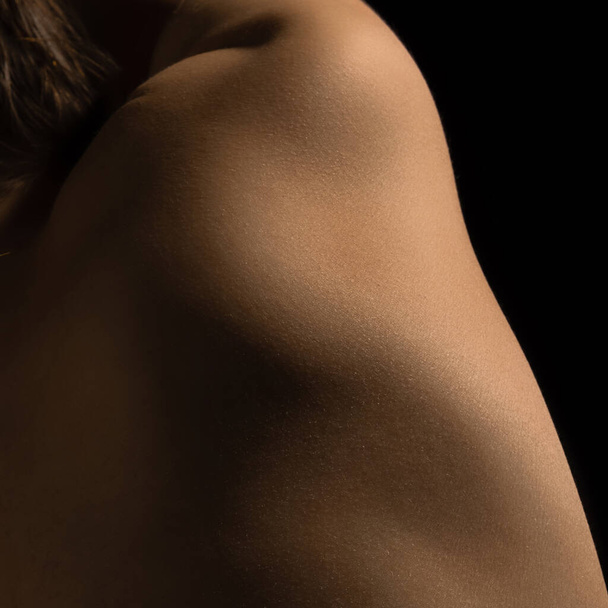 Female body texture. Closeup part of womans body. Skincare, healthcare, hygiene and medicine concept. Macro photography. Art, natural beauty concept - Foto, Bild