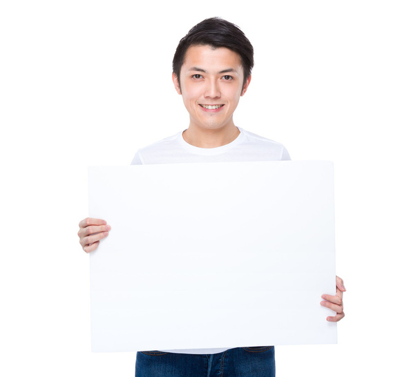 Hombre con pancarta en blanco
 - Foto, Imagen