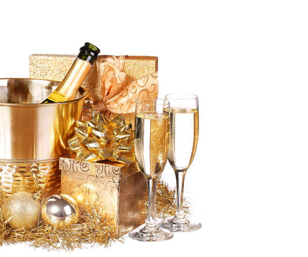 New Year's Eve. Champagne and Presents. Celebration - Photo, Image