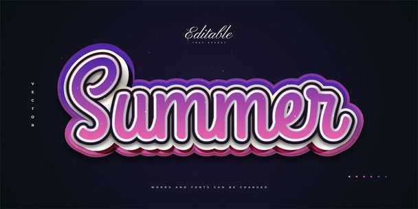 Estilo de texto colorido de verão com efeito em relevo 3D. Efeito estilo de texto editável - Vetor, Imagem
