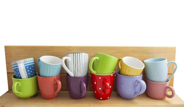Colorful cups in a row - Photo, Image