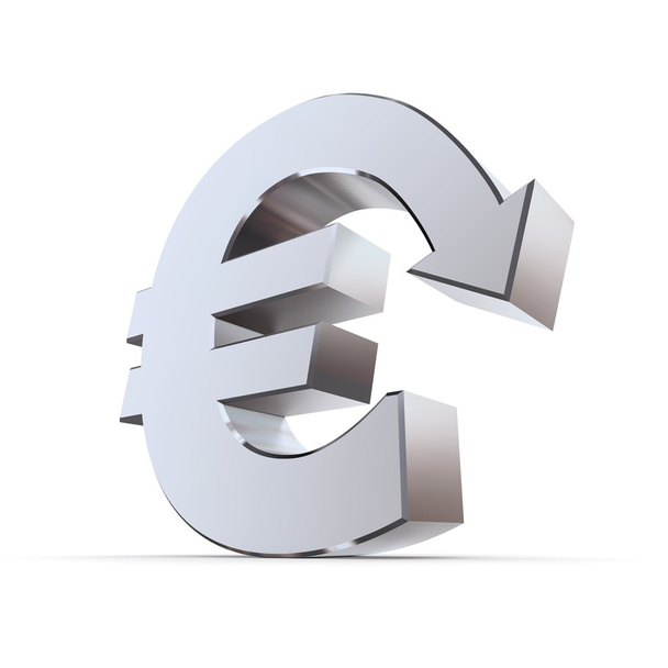 Shiny Euro Symbol with Arrow Down - Metallic - Zdjęcie, obraz