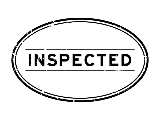 Grunge mot inspecté noir timbre de joint en caoutchouc ovale sur fond blanc - Vecteur, image
