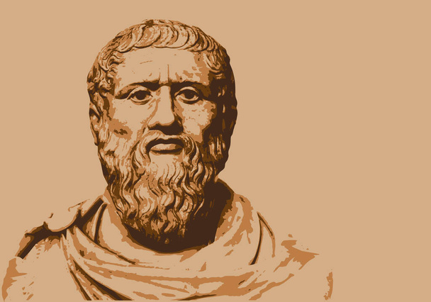Retrato desenhado de Platão, o famoso filósofo antigo da Grécia clássica. - Vetor, Imagem