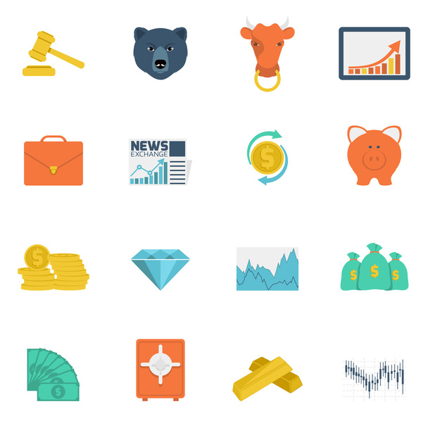 Finance exchange icons flat - Vector, Image